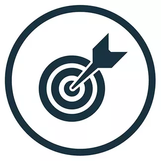 Icon mit Zielscheibe und Dart in der Mitte